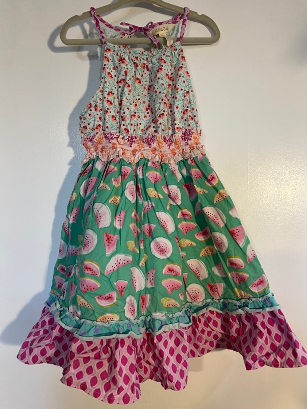 Matilda Jane Green and Pink Watermelon Print Smocked Sundress